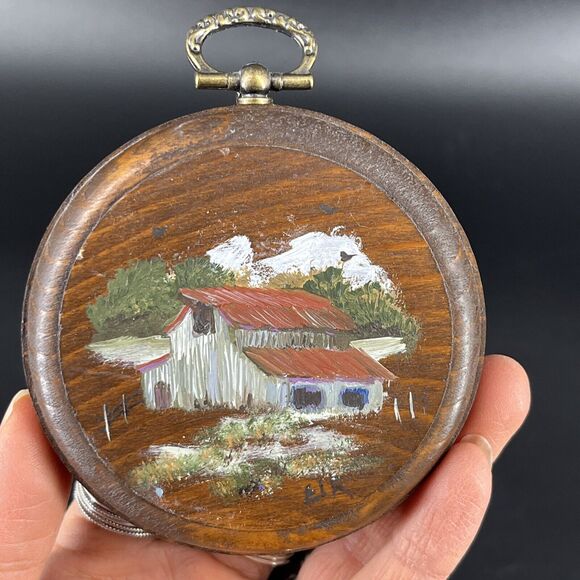 Set of 3 Vintage Hand painted Miniature Barn Landscape Wall Plaques Folk Art - Picture 9 of 11